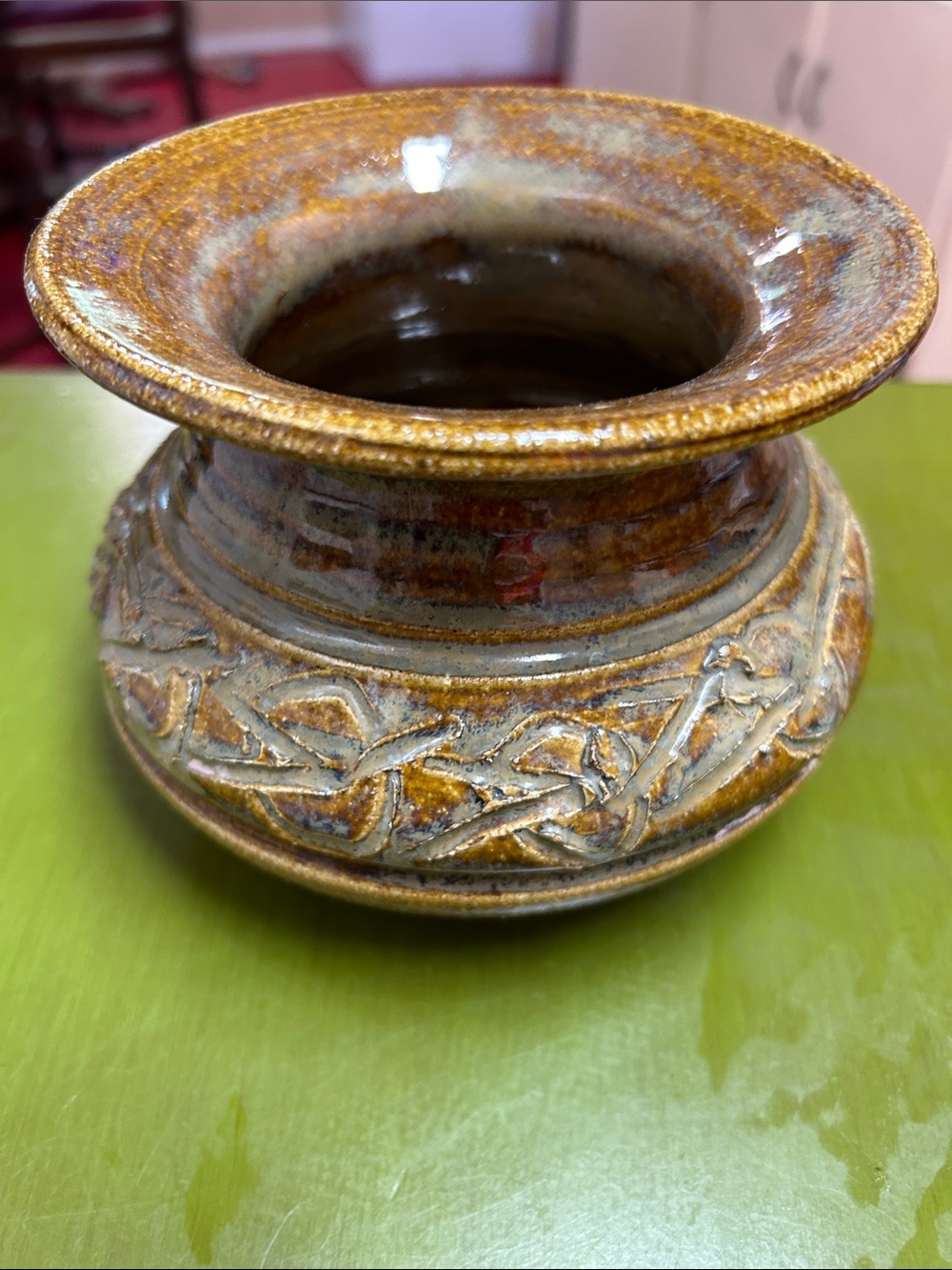 Vintage S Daniel ‘68 Handcrafted Ceramic Decorative Vase - Brown Glaze